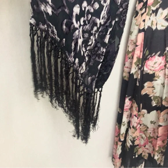 Aratta Medium NWT Floral Black Dress with Lace Sleeves knee length - Picture 6 of 16